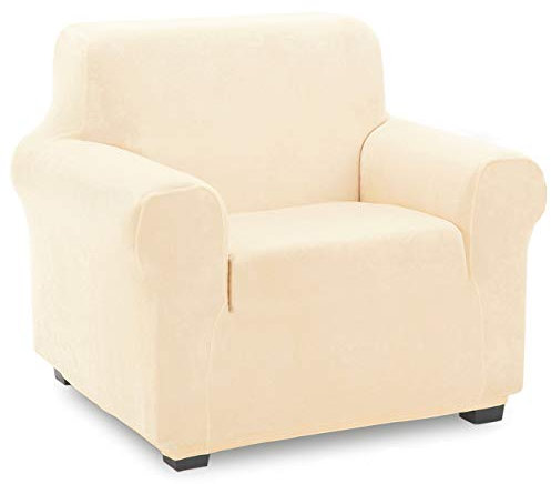 TIANSHU Samt Sesselbezug,Soft Velvet Plush Couchbezug stilvolle Luxus-Möbelbezüge Anti-Rutsch-High Stretch Sesselbezug(1 Sitzer, Beige)