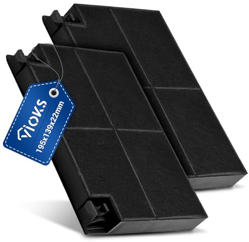 VIOKS SET 2x Aktivkohlefilter Dunstabzug Filter Dunstabzugshaube 195x139mm Ersatz für Dunstabzugshaube Kohlefilter Zanussi 902979355/2 EFF70 E3CFF70 Dunstabzugshaube Filter Neff für Abzugshaube