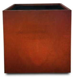 Watbick Corten Pot de fleurs cubique et carré en acier pour extérieur, boîte rustique métallique, pot en métal pour usage commercial et résidentiel, dimensions 45,7 x 43,2 x 43,2 cm