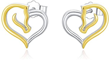Pferde Ohrringe 925 Sterling Silber Mädchen Pferd Ohrstecker Pferde Schmuck Tier Ohrringe Hypoallergene Schmuck Geschenke für Damen (gold)