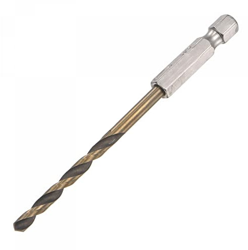 sourcing map High Speed Steel Hex Shank Twist Drill Bit, 4mm Drilling Dia with 1/4 Inch Hex Shank 95mm Length
