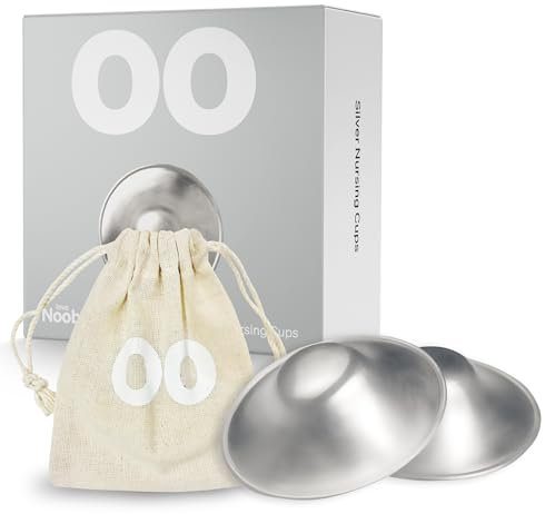 LoveNoobs Silver Nipple Shields, Silver Nursing Cups, Regular, Silver Cups for Nursing Newborn Babies, Silver Nipple Covers Breastfeeding Essential, Nickel-Free, Silver Cups Breastfeeding with Pouch