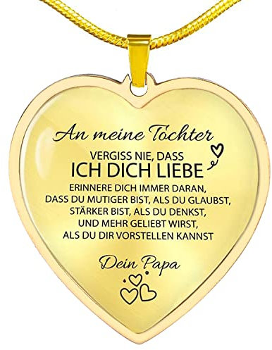 YOTHIWAD An Meine Tochter Kette mit Spruch von Papa,Herz Anhänger Kette,Halskette Tochter,Schmuck Geburtstag Graduierung Geschenke für Tochter von Papa(Gold )