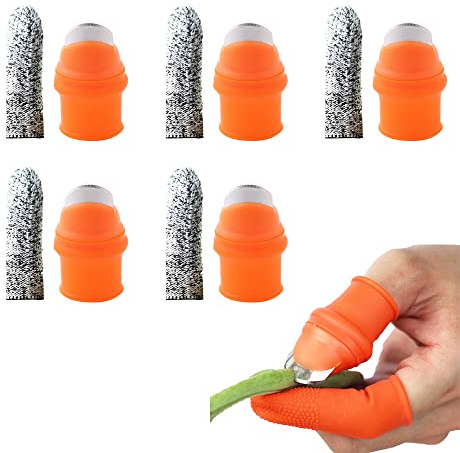 Lot de 5 couteaux de récolte en silicone - Séparateur de jardin - Pour couper les plantes, les fruits, les légumes - Avec protection des doigts pour la récolte dans le jardin, la cuisine (5 cm)