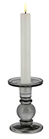KHG Kerzenhalter 12,5 cm aus Glas in grau, für Stab- und Stumpenkerze geeignet, Kerzenständer, Windlicht, Deko, Indoor und Outdoor, für Wohnzimmer, Schlafzimmer, Esszimmer und Küche