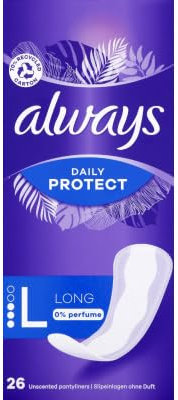 Always Daily Protect, lang, 26 Slipeinlagen für Damen, ideal für Weißverlust, optimaler Schutz und ohne Duft