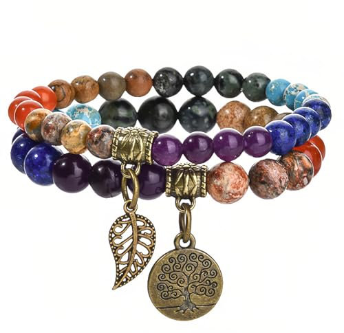 Sternstunde Chakra Armbander Fur Frauen, Heilsteine Armband, Chakra Armband Echte Steine, Baum Des Lebens Yoga Heilstein ArmbäNder