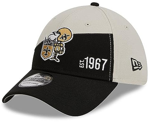 New Era - NFL New Orleans Saints 2023 Sideline Historic 39Thirty Stretch Cap Farbe Schwarz-Grau, Größe S-M