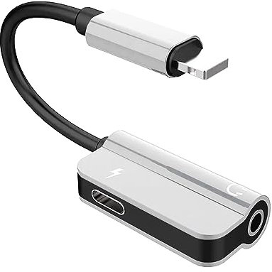 SAMTEK Headphone Adapter, 2 in 1 AUX Adapter Cable Earphone Jack Adapter Splitter Adapter and Charger Headphone Adapter Converter Compatible with iPhone 13 12 11 xs x 11