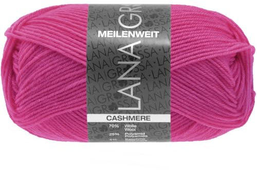 LANA GROSSA Meilenweit 50g Cashmere | Sockenklassiker, waschmaschinenfest | Handstrickgarn aus 70% Schurwolle (superwash), 25% Polyamid & 5% Kaschmir | 50g Wolle zum Stricken & Häkeln | 210m Garn FB58