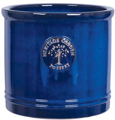 Woodlodge 25cm Blue Glazed Heritage Cylinder Pot