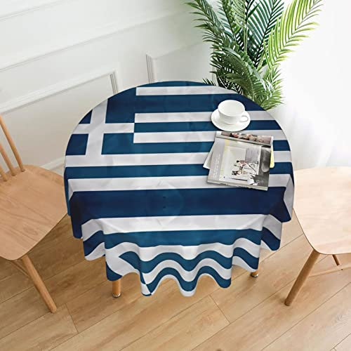 YYHHAOFA Tischdecke, Motiv griechische Flagge, rund, 152,4 cm, warm und weich, waschbar und wiederverwendbar