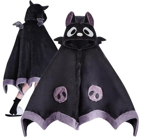 Aizuoni Tragbare Decke, Niedlicher Anime-Decken-Hoodie Im -Design, Mode Weich Flauschig Warm Bequem Fleece Umhang Kapuze Tier Tragbare Decke Mit Ohren