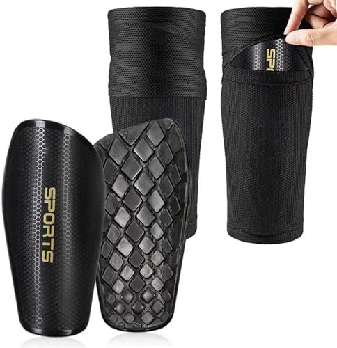 Schienbeinschoner Kinder Fussball Schienbeinschoner Fußball Herren mit Anti-Rutsch Ärmel Langlebige Schienbeinschoner Fußball Einen Starken Schutz Bieten Carbon-Design (XL, Schwarz)