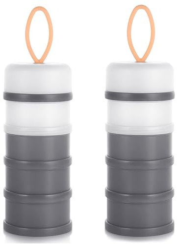 Milchpulver Portionierer Baby,4 Lagiger Milch Pulver Spender,Säuglingsnahrung Kasten,Formel Milchpulver Zufuhr Tragbare,Milchpulver Spender Stapelbare,Milchpulver Box(2 Stück,BPA-frei)