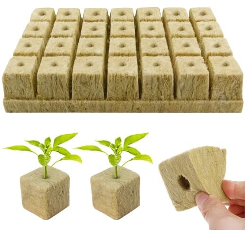 Acxilexy 28 Stück Steinwolle Würfel, Steinwolle Anzuchtmatte, Steinwolle Grow Anzucht Anzuchtmatte, Bodenlos Hydrokultur Anzuchtmatte, Steinwolle Würfel für Stecklinge, Klonen, Anzucht 4 * 4 * 4cm
