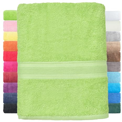 leevitex® Duschtuch 2er Set aus 100% Baumwolle, weich und saugstark | 500 g/m² | 70 x 140 cm | Apfelgrün