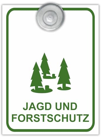 Indigos UG - Schild Jagd und Forstschutz - 9x12 cm - Aluverbundplatte mit Saugnapf - Innenbefestigung für Ihr Auto - UV-Beständig - Einsatzschild - Hinweisschild - Warnschild