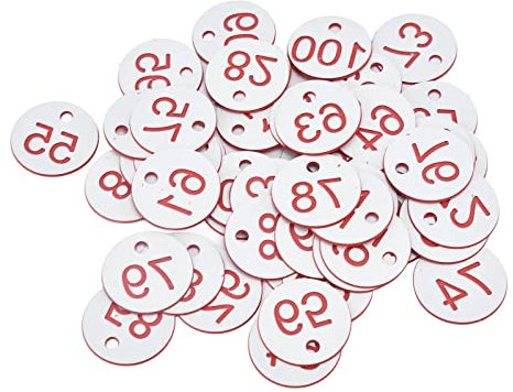 seluluory 100 Stück Nummern Pflanzenmarker Rundes Etikett Nummeriertes Schild Mit Loch Garten Klassifizierungsschild Mehrzweck Nummerierungsschild