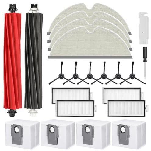 Kits d'accessoires pour Q8 Max/ Q5 Pro/ Q8 Max +/Q5 Pro+, Pièces de Rechange avec 2 Brosse Principale, 4 Sacs à Poussière, 4 Serpillère, 4 Filtre, 4 Brosse Latérale
