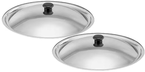 Garneck Universal Lid for Pots Pans and Skillets, 2Pcs 30cm Stainless Steel Universal Lid for Pots Cookware Frying Pan Paella Pan Frying Pot Cover Replacement