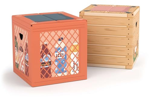 FOLDZILLA Kiosk Zubehör Zwei Kinderhocker Pappe 2er Set 29 x 29 x 29 cm – Papphocker für Kinderzimmer – Mix Kiosk