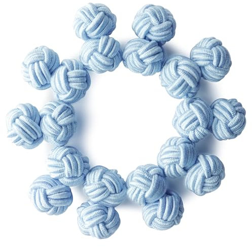 HONEY BEAR 5 Paar Herren/Damen Seide Stoff Knoten Seidenknoten Manschettenknöpfe Set (Hellblau Ohne Box)