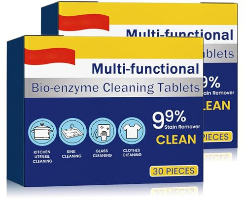 Multi-Functional Bio-Enzyme Cleaning Tablets,Multifunctional Cleaning Agent,Kitchen All-Purpose Cleaning Powder,Washing Tablets for Clothes,Bio Enzyme Explosive Salt,for Clothes,Curtains,Shoes (2Box)