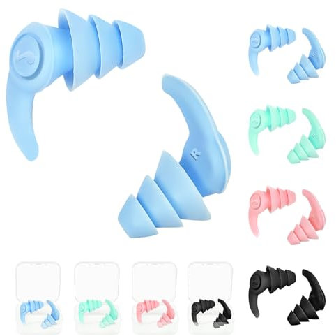Tapones Oídos Natación para Adulto, 4 Pares Tapones Oídos Silicona Natación, Tapones Oídos de Silicona Reutilizables, Impermeables para Nadar, Surfear, Esnórquel y Otros Deportes Acuáticos