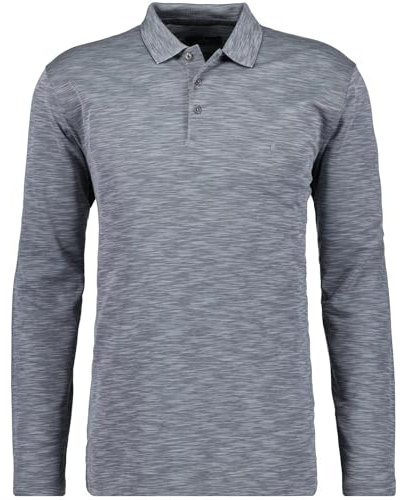 RAGMAN Herren Softknitpolo Flammdesign, Langarm Silbergrau-023, M