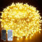 Cadena de luces LED de 25 m para exterior/interior, 200 ledes de color blanco cálido, 8 modos con enchufe, temporizador con mando a distancia, para Navidad, jardín, balcón, salón, decoración, cadena