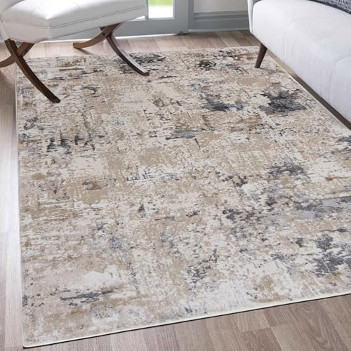Mazovia Teppich Creme Modern Abstrakt Vintage Teppich - Teppich für Wohnzimmer - ÖKO-TEX Zertifiziert - Teppiche - Creme Beige - 160 x 230 cm