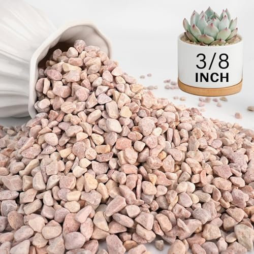 NUPICK 3 Pound Peach Succulent Rocks, 3/8 Inch Small Pebbles for Indoor Plants, Natural Pea Gravel for Landscaping, Decorative River Stones for Bamboo, Cactus, Vases, Garden, Aquariums