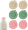 Tinoaly 6pcs Glass Milk Bottle Caps, 48mm Silicone Replacement Caps, Modern, Dark Green, Off-White, Pink, Dishwasher & Microwave Safe, Round, Milk Bottle Lids