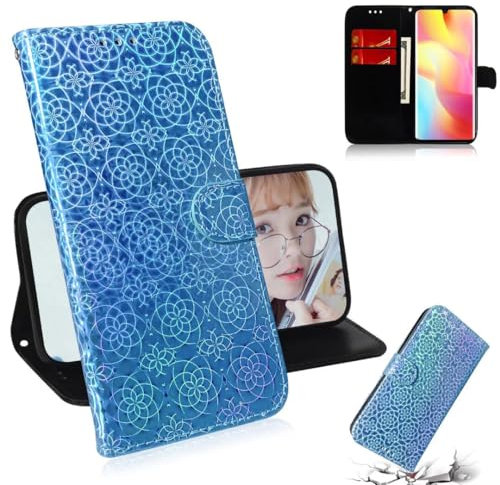 Lederhülle für Samsung Galaxy A06 Flip Hülle Wallet Case, Samsung Galaxy A06 Glizter Handyhülle PU Leder Tasche Case Kartensteckplätzen Schutzhülle Kompatibel mit Samsung Galaxy A06 Blau