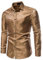 Business Shirt, Glitzerhemd Herren Metallic Pailletten Hemden Langarm Glitzer Outfit Pailletten Glänzend Tops Lametta Langarmshirt Rave Shirt Disco Party Oberteil Regular Fit 80er Jahre Outfit