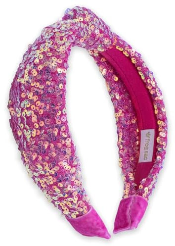 Bandeaux noués à paillettes roses et pour filles et femmes - Bandeau tendance à paillettes larges avec nœud supérieur pour le sport - Accessoires pour cheveux mignons - Cadeaux d'anniversaire - Clips