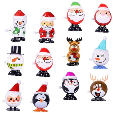 HEMOTON 12St Aufzieh Weihnachten für kinderspielzeug lustig weihnachtsdeco Aufziehspielzeug aus Kunststoff kompaktes Weihnachtsspielzeug Plastik