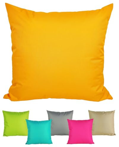 JACK 40x40cm Outdoor Lounge Kissen Dekokissen inkl. XXL-Füllung Wasserabweisend Sitzkissen Garten Stuhl Lotus Effekt, Farbe:Gelb