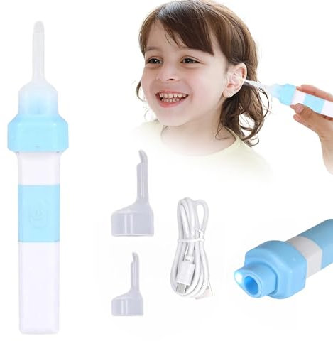 Ohrenschmalz Entferner Sauger, Elektrisch Ohrenreiniger für Erwachsene und Kinder, Ohrenschmalz Sauger mit 2 Waschbaren Ersatzköpfen, Hohe Saugleistung, Wiederaufladbar Earwax Remover (A)