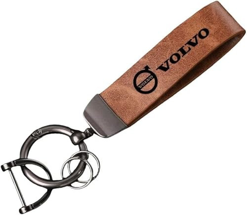 Auto Schlüsselanhänger für Volvo V40 V50 V60 V70 V90 Cross Country Rdesign, Schlüssel Autoschlüssel Zubehör Personalisierte Keys Ring Geschenke für Männer Frauen,Yellow-L