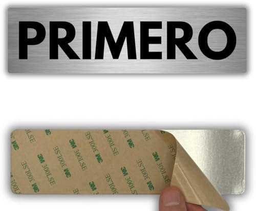LEIASA | Señal Adhesiva Primero - 5x18 cm - Grosor 0.8 mm - Aluminio - Número 1 - Cartel Adhesivo 3M - Placa Identificativa de Piso Primero