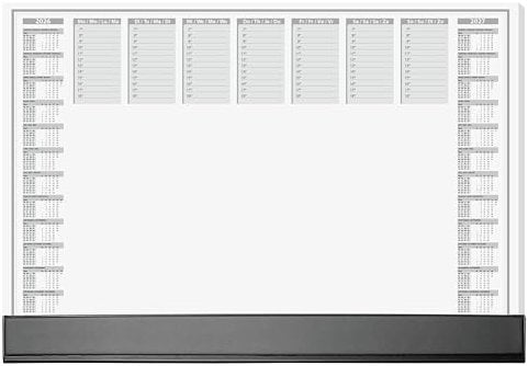 SIGEL H6365 Papier-Schreibtischunterlage mit Schutzleiste DIN A2, Kalender 2026 2027, 40 Blatt, Schreibunterlage aus nachhaltigem Papier
