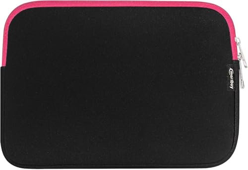 Emartbuy Black/Pink Water Resistant Neoprene Soft Zip Case Cover Sleeve Pouch Compatible With All Ipad Mini Tablets 7.9 Inch and 8.3 Inch