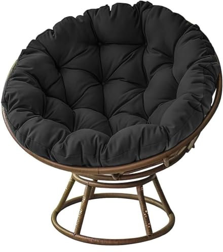 Generisch Rundes Hängesessel Kissen, Rattanstühle Sitzkissen, Outdoor Schaukel Stuhlkissen, Garten Hängendes Korb Stuhl Pad Eierstuhlkissen Polster (Stühle Nicht Enthalten)(Black,60X60CM)