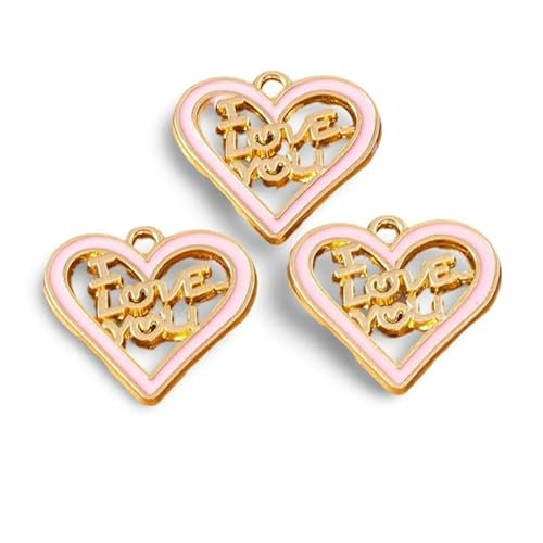 Ornamente 10pcs süße Liebesherz -Reize für die Herstellung von Halskettenanhängern DIY s Supplies Skulptur