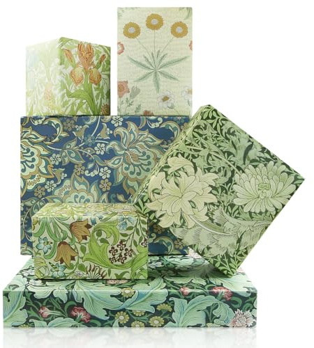 Vintage Floral Geschenkpapier für Mädchen Jungen, 6 Blatt Retro Blume Geschenkpapier 6 Designs William Morris Wildblumendruck gefaltet flach Kunstpapier für DIY Handwerk Hochzeit Geburtstag