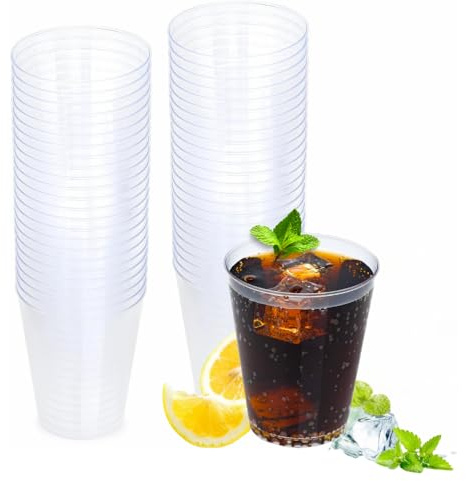 eMKay® Pack of 20 – 8oz Clear Plastic Tumblers | Premium Reusable Party Cups for Drinks, Cocktails, Desserts | Elegant Hard Plastic Glasses – Ideal for BBQs, Events & Weddings