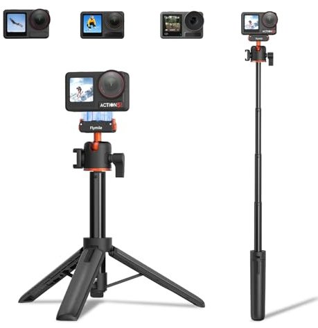 BRDRC Action 5 Pro Tripod Accessories, 21” Extension Rod Mini Table Desk Selfie Stick Portable Handle Grip Quick Release Stand with Cold Shoe for DJI Osmo Action 5 Pro 4 3 Camera