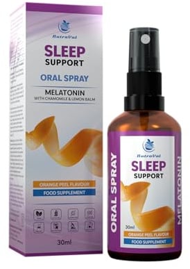 Melatonin Spray – Einschlafspray mit Kamillenextrakt & Zitronenmelisse | Schlaf & Entspannung | Vegan, 30 ml